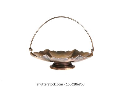 Metal Vintage Sugar Or Candy Bowl Isolated On White Background.