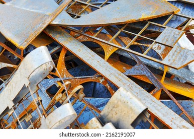 metal waste after cnc laser cutting machine. rusty steel scrap. abstract background - Shutterstock ID 2162191007