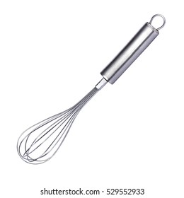 Metal whisk for whipping eggs isolated on white background