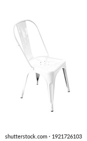 Metal White Chair Isolated On White.