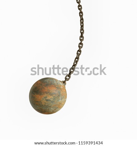metal wrecking ball isolated on white background