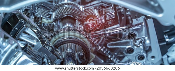 Metallic background\
of car suspension and\
gear