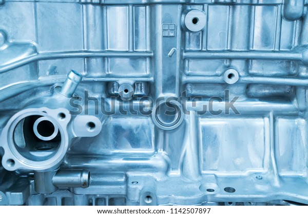 Metallic background of the internal diesel truck\
engine or car engine.