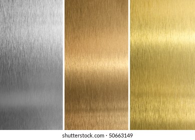 Metallic Background Textures. Brushed Metal Collection: Gold, Silver, Bronze.