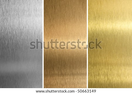 Metallic background textures. Brushed metal collection: gold, silver, bronze.