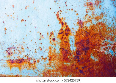 Metallic Blue Wall With Rust