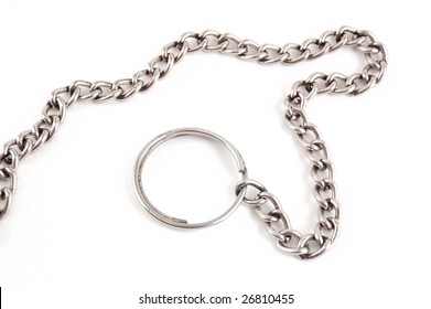 The metallic chains on a white background