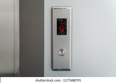 Metallic elevator panel with button and led display. - Powered by Shutterstock