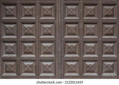 Metallic Filigree Vector Texture. Brown Painted Metal Door