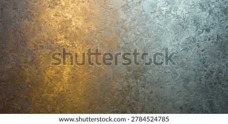 Metallic gradient texture, transitioning from gold to silver with a grunge and noise effect. The surface appears weathered and worn.