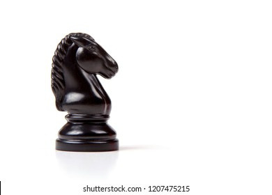 Metallic horse chess game piece alone isolated on white background