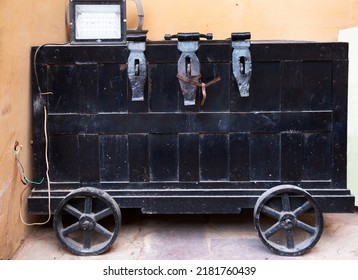 A Metallic Jewelry Box Inside Ancient Amer Fort Of Jaipur, India