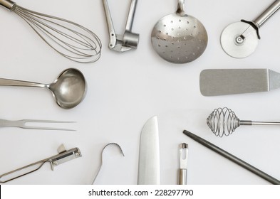 Metallic Kitchen Utensils And Tools Building A Frame