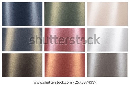 Metallic paper background featuring a gradient finish in blue, pink, green, bronze, gray, and beige. Smooth, glossy surfaces with a shimmering sheen create a sleek, elegant, and modern design, perfect