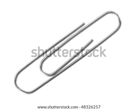 Metallic paper clip; isolated, two clipping paths included