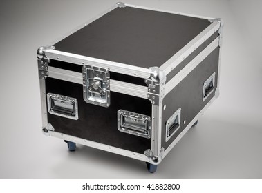  Metallic rivets of a road case (for transporting music and lightning equipment).