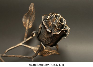 Metallic Rose On A Black Background.