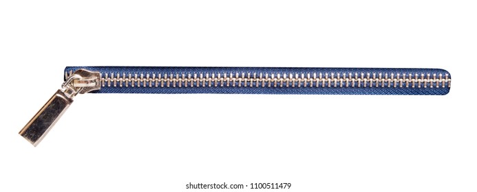 metallic zipper isolated on white background