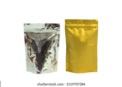 Download Metallized Silver Golden Foil Pouch Bags Stock Photo Edit Now 1519707284