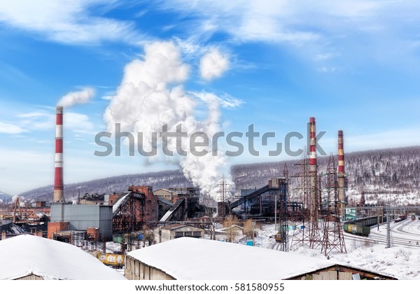 Metallurgical plant. Environmental\
problem of environmental pollution. Emission of smoke Blast\
Furnace