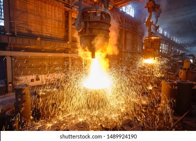Metallurgy. Casting ingot. Electric arc furnace shop. - Shutterstock ID 1489924190
