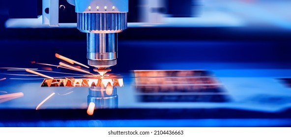 Metallurgy milling plasma cutting of metal CNC Laser engraving. Concept background modern industrial technology. - Shutterstock ID 2104436663