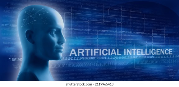 Metaphorical Photo Illustration With Plastic Mannequin Depicting Artificial Intelligence, Robotics And Fourth Industrial Revolution. Photograph And 2D Computer Graphics Aplied