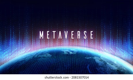 Metaverse, Meta. Digital reality that combines social media, online gaming, augmented reality (AR), virtual reality (VR), and cryptocurrencies. Elements of this image furnished by NASA  - Shutterstock ID 2081507014