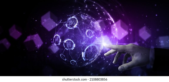 Metaverse world virtual reality technology concept. Internet of things (IoT). Futuristic business finance blockchain - Powered by Shutterstock