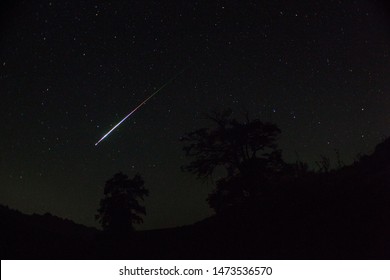 Meteor. Perseid Meteor Shower. Night Sky Stars And Meteors