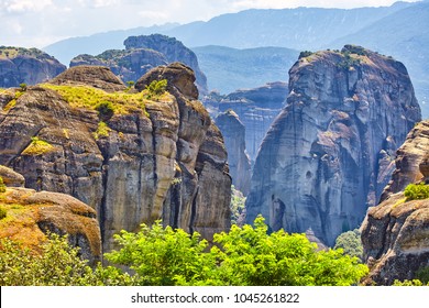 The Meteora greece mountain scenery with meteora rocks landscape place of monasteries on the rock - Shutterstock ID 1045261822
