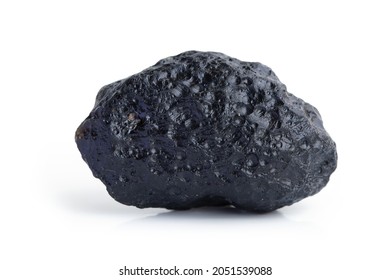  Meteorite Black Stone Rock Isolated On White Background. This Clipping Path.                             