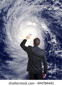 Meteorologist Forecasting Hurricane 