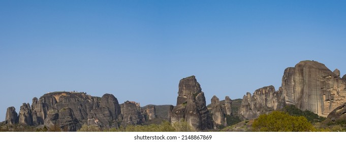 Meterora Rock Formation Landscape Panorama