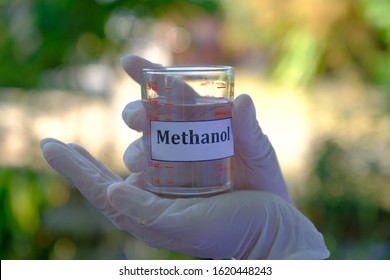 Methanol or methyl alcohol in clear glass