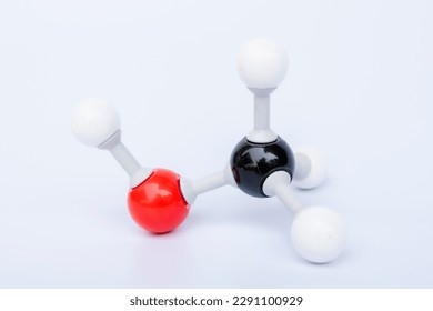 Methanol molecular structure isolated on white background. Chemical formula is CH3OH, Chemistry molecule model for education on white background