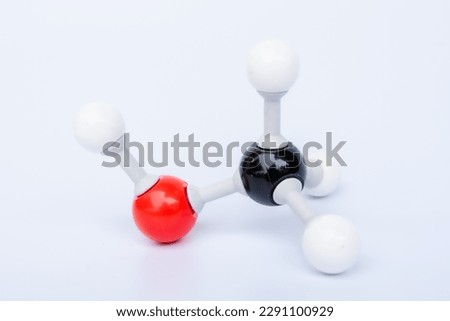 Methanol molecular structure isolated on white background. Chemical formula is CH3OH, Chemistry molecule model for education on white background
