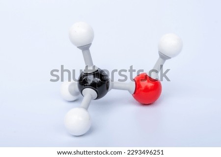 Methanol molecular structure isolated on white background. Chemical formula is CH3OH, Chemistry molecule model for education on white background