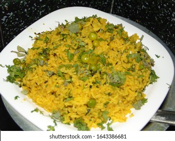 Methi Mutter Pulao Served In Plate 