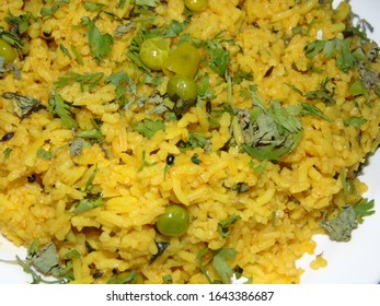 Methi Mutter Pulao Served In Plate 