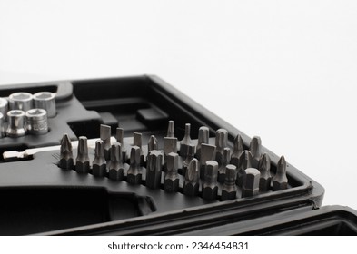 Meticulous details of various maintenance wrench bits, including screwdrivers and Phillips screwdrivers, perfect for maintenance and repair projects. Ideas for practical and efficient solutions