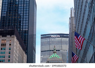 MetLife Building Exterior Above Grand Central Terminal In Midtown Manhattan. - New York, USA - 2021