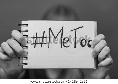 Similar – Foto Bild Frau zeigt Poster mit metoo hashtag