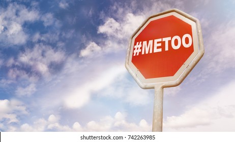 MeToo Internet Protest Hashtag On Red Stop Sign