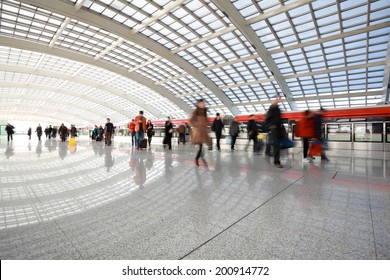 metro in beijing T3 airport modern station at people