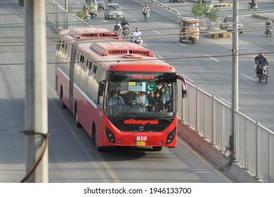 Metro Bus On Road - Captured In Lahore, Pakistan... Dated 28, Mar,2021