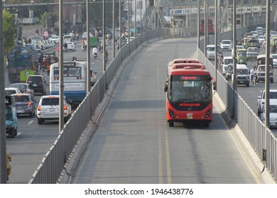 Metro Bus On Road - Captured In Lahore, Pakistan... Dated 28, Mar,2021