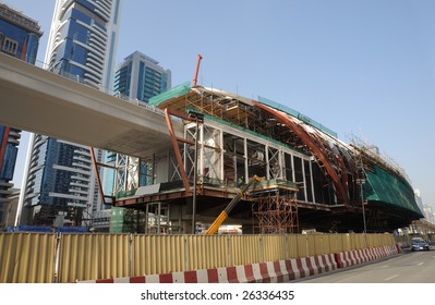 Metro Construction At The Sheikh Zayed Road In Dubai