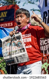 Metro Manila, Philippines. 25th February 2020. An Angry Protester Shouts While Speaking On Stage In The 34th-anniversary Protest Of The EDSA People Power Revolution.
