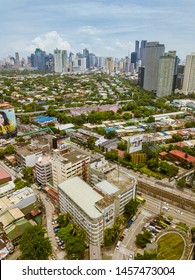 Metro Manila, Philippines - July 21, 2019: Makati And Rockwell Center In Background. EDSA Visible